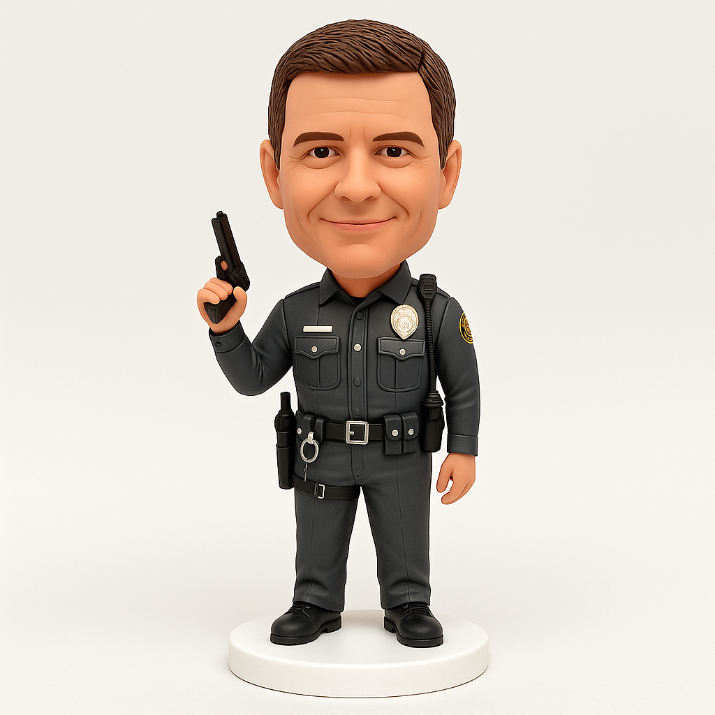 Custom Police Bobblehead - Personalized Officer Figurine with Gun